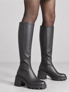 Dolls Kill Black Platform Lug Sole Knee High Boots 8.5